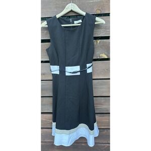 Calvin Klein Women's Black / White Trim Skinny Belt Dress‎ *Size 6